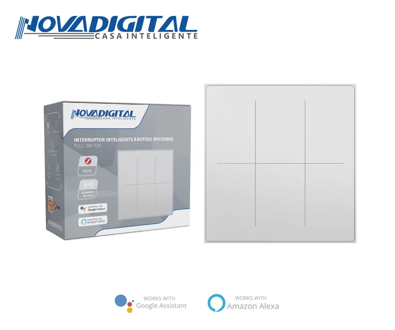 Interruptor Inteligente 6 botões 4x4 Zigbee Full Switch / Linha Topázio